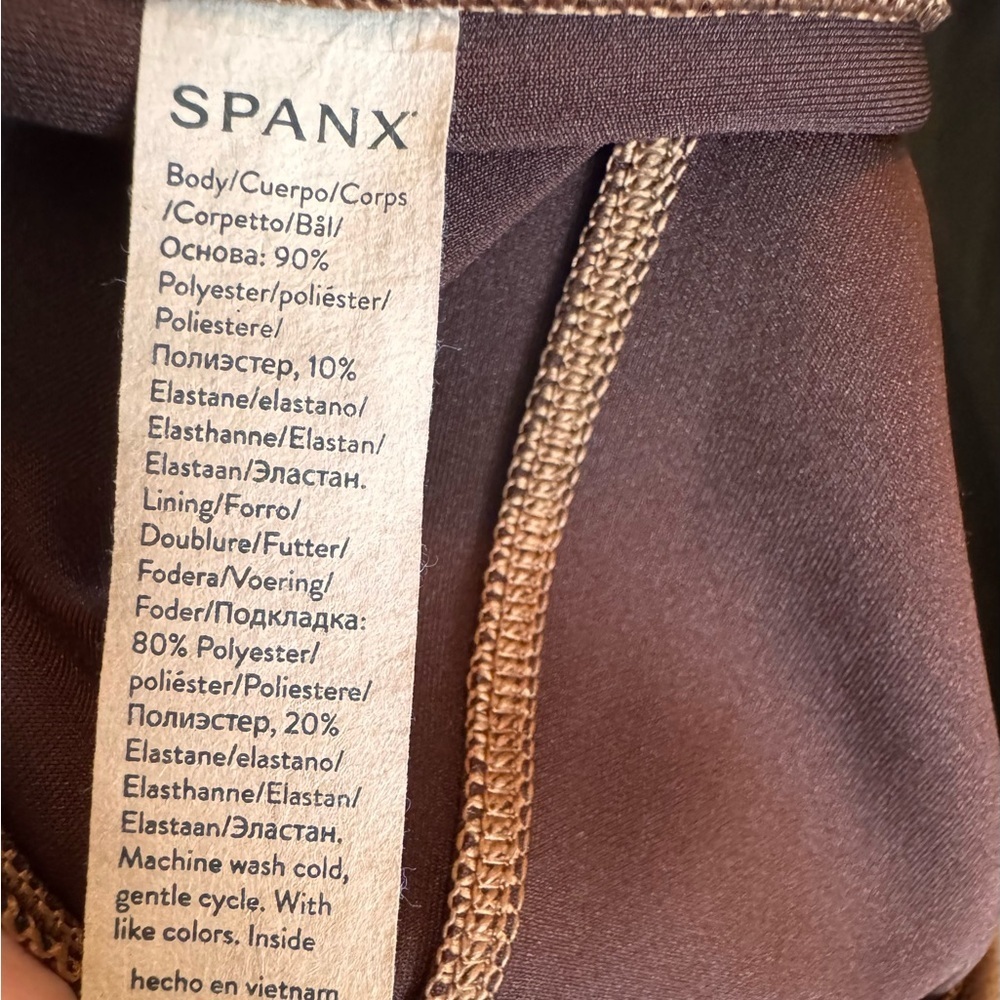 Spanx Faux Suede Leggings Rich Caramel Brown High Waisted Shaping Pants S Petite - Picture 7 of 9